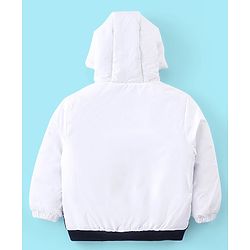 Babyhug Full Sleeves Hoodie With Colour Block Pattern - Blue White & Orange