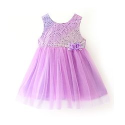 Babyhug Sleeveless Party Frock with Sequin Detailing - Lavender