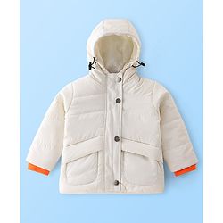 Babyhug Full Sleeves Hoodie Solid Color - Custard