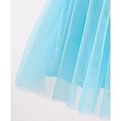 Babyhug Flutter Sleeves with Floral Applique in Yoke Party Frock - Light Blue