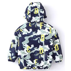 Babyhug Full Sleeves Hoodie With Camouflage Print - White & Blue