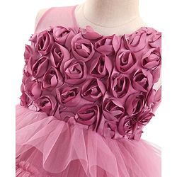 Babyhug Sleeveless Layered Party Frock with Floral Corsage - Pink