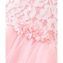Babyhug Cap Sleeves Mesh Party Frock - Peach