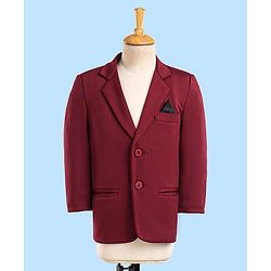 Babyhug Full Sleeves 4 Pieces Stretch Fit  Party Wear Suit Solid Colour - Red