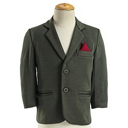 Babyhug Cotton Full Sleeves Party Wear Stretch Fit Suit With Blazer Solid - Olive