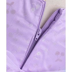 Babyhug Sleeveless Party Frock With Foil Print & Bow Applique- Lilac