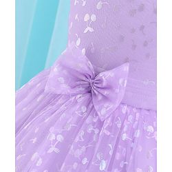 Babyhug Sleeveless Party Frock With Foil Print & Bow Applique- Lilac