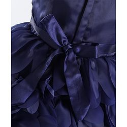 Babyhug Sleeveless 3D Petals Flare Flounce Party Frock with Floral Applique  - Navy Blue