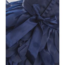 Babyhug Sleeveless 3D Petals Flare Flounce Party Frock with Floral Applique  - Navy Blue