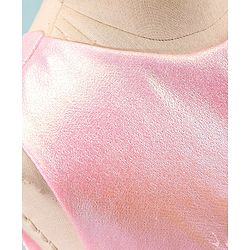 Babyhug Woven Sleeveless Metallic Party Frock with Floral Applique - Pink