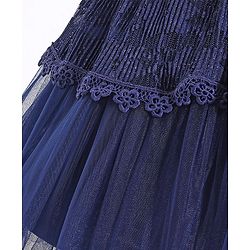 Babyhug Sleeveless Party Frock With Floral Applique - Navy Blue