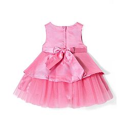 Babyhug Sleeveless Peplum Party Frock With Bow Applique - Dusty Pink