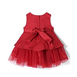 Babyhug Sleeveless Peplum Party Frock With Bow Applique - Red