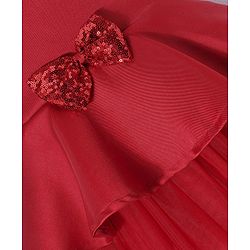 Babyhug Sleeveless Peplum Party Frock With Bow Applique - Red