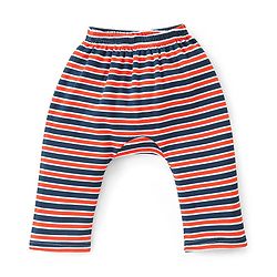 Babyhug Cotton Interlock Knit Full Length Diaper Pant with Stripes & Space Ships Print Pack of 3 - Navy Red & White