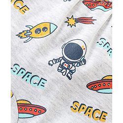 Babyhug Cotton Interlock Knit Full Length Diaper Pant with Stripes & Space Ships Print Pack of 3 - Navy Red & White