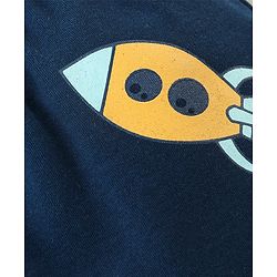 Babyhug Cotton Interlock Knit Full Length Diaper Pant with Stripes & Space Ships Print Pack of 3 - Navy Red & White