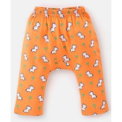 Babyhug Cotton Knit Full Length Diaper Pants With Zebra Print Pack Of 3 - White Orange & Blue
