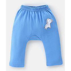 Babyhug Cotton Knit Full Length Diaper Pants With Zebra Print Pack Of 3 - White Orange & Blue