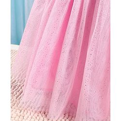 Babyhug Sleeveless Foil Printed with Embroidered Patch Party Frock - Light Pink