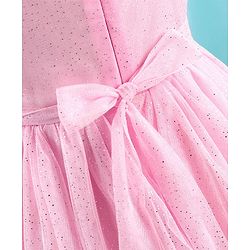 Babyhug Sleeveless Foil Printed with Embroidered Patch Party Frock - Light Pink