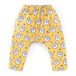 Babyhug Interlock Cotton Knit Full Length Diaper Pants Teddy Print Pack of 3 - Red & Yellow