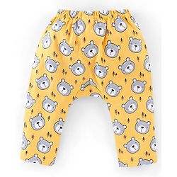 Babyhug Interlock Cotton Knit Full Length Diaper Pants Teddy Print Pack of 3 - Red & Yellow