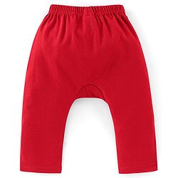 Babyhug Interlock Cotton Knit Full Length Diaper Pants Teddy Print Pack of 3 - Red & Yellow