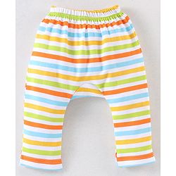 Babyhug Cotton Diaper Pants Striped & Car Print Pack of 3 - Blue & Green