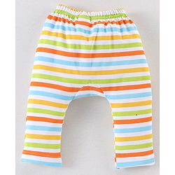 Babyhug Cotton Diaper Pants Striped & Car Print Pack of 3 - Blue & Green