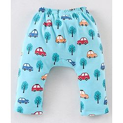 Babyhug Cotton Diaper Pants Striped & Car Print Pack of 3 - Blue & Green