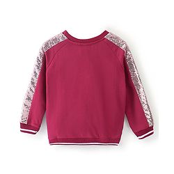 Babyhug Cotton Knit Full Sleeves Sweatshirt With Numbers Graphics & Sequins Detailing - Maroon