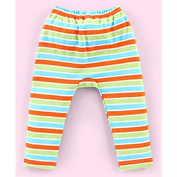 Babyhug Cotton Full Length Diaper Pants Stripes & Dolphin Print Pack of 3- Blue Green & Orange