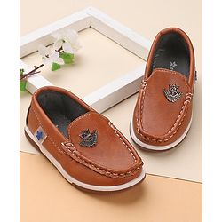 Cute Walk by Babyhug Formal & Partywear Slip On Shoes with Applique - Brown