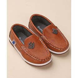 Cute Walk by Babyhug Formal & Partywear Slip On Shoes with Applique - Brown