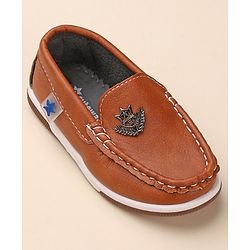 Cute Walk by Babyhug Formal & Partywear Slip On Shoes with Applique - Brown