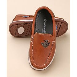 Cute Walk by Babyhug Formal & Partywear Slip On Shoes with Applique - Brown