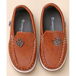 Cute Walk by Babyhug Formal & Partywear Slip On Shoes with Applique - Brown
