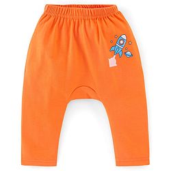 Babyhug Interlock Cotton Knit Full Length Diaper Pants Space Print Pack of 3 - Orange White & Blue