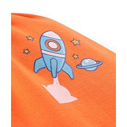 Babyhug Interlock Cotton Knit Full Length Diaper Pants Space Print Pack of 3 - Orange White & Blue
