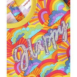 Babyhug Cotton Knit Full Sleeves Sweatshirt With Text Embroidery & Sequins Detailing - Multicolour