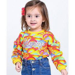 Babyhug Cotton Knit Full Sleeves Sweatshirt With Text Embroidery & Sequins Detailing - Multicolour