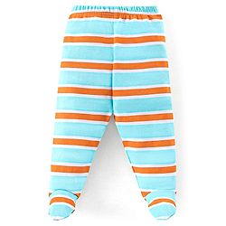 Babyhug Cotton Booties Pant Striped & Tiger Print Pack of 3 - Blue & White