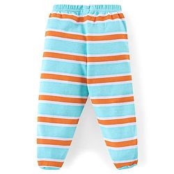 Babyhug Cotton Booties Pant Striped & Tiger Print Pack of 3 - Blue & White