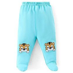 Babyhug Cotton Booties Pant Striped & Tiger Print Pack of 3 - Blue & White