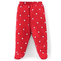 Babyhug Cotton Booties Pant Striped & Star Print Pack of 3 - Blue & Red