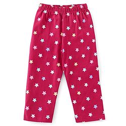 Babyhug Cotton Full Sleeves Night Suit Stars Print- Pink