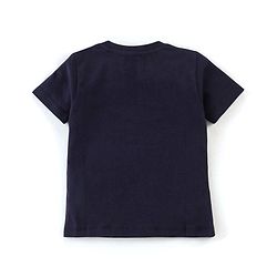 Babyhug Single Jersey Cotton Knit Half Sleeves Night Suit Dino Print - Navy Blue & White