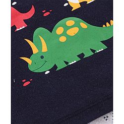 Babyhug Single Jersey Cotton Knit Half Sleeves Night Suit Dino Print - Navy Blue & White