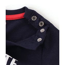 Babyhug Single Jersey Cotton Knit Half Sleeves Night Suit Dino Print - Navy Blue & White